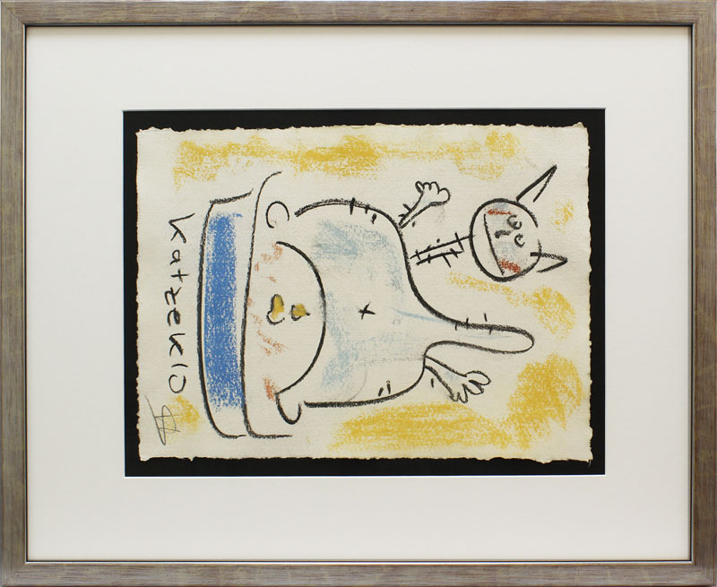 Helge Schneider - KATZENKLO II original Kohlezeichnung auf Büttenpapier Helge Schneider - KATZENKLO II original Kohlezeichnung auf Büttenpapier
