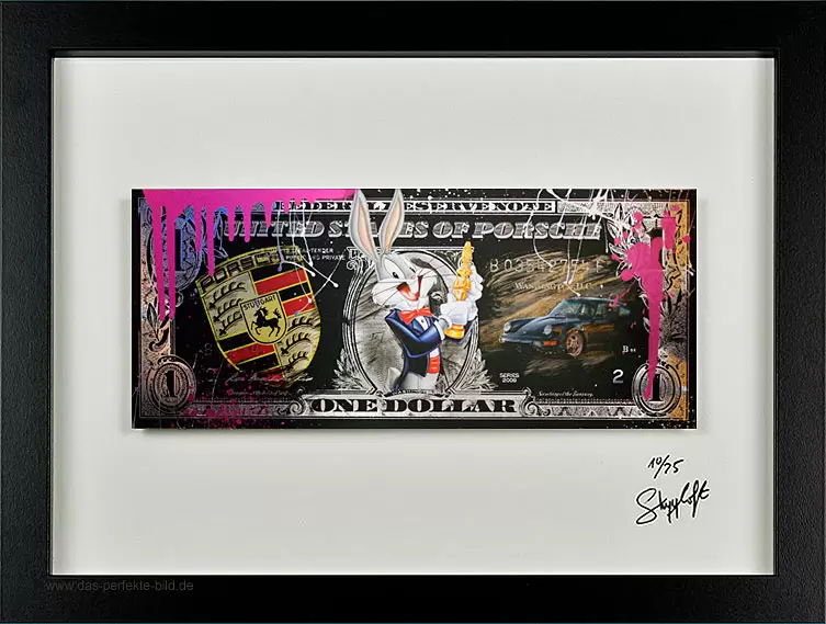 SKYYLOFT - Porsche Bugs Bunny Dollar - gerahmt