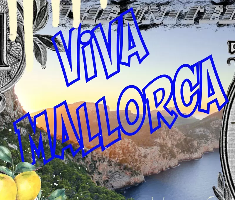 SKYYLOFT - Viva Mallorca Dollar - Bild mit Museumsglas und Bilderrahmen