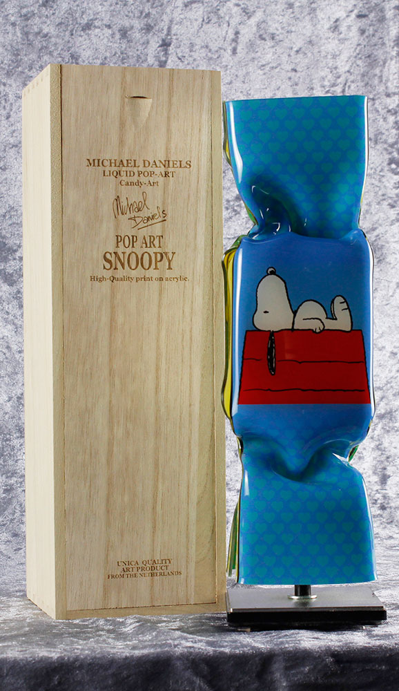 Michael Daniels - LIQUID POP ART - SNOOPY (WOODSTOCK) - original handgemachte ART CANDY SKULPTUR