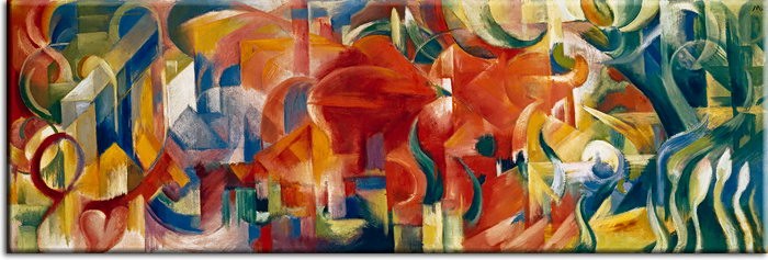 Franz Marc Spielende Formen abstraktes Leinwandbild-24 x 70 cm