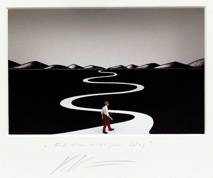  Volker Kühn - AUF DEM RICHTIGEN WEG - Original  3D-Bilder mit Rahmen