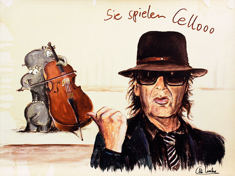 Otto Waalkes - Sie spielen Cellooo - ORIGINAL PIGMENTGRAFIK AUF LEINWAND