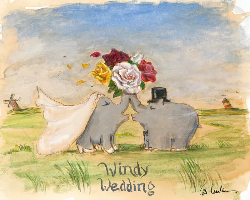 Otto Waalkes - WINDY WEDDING III - Original Pigmentgrafik auf Leinwand 