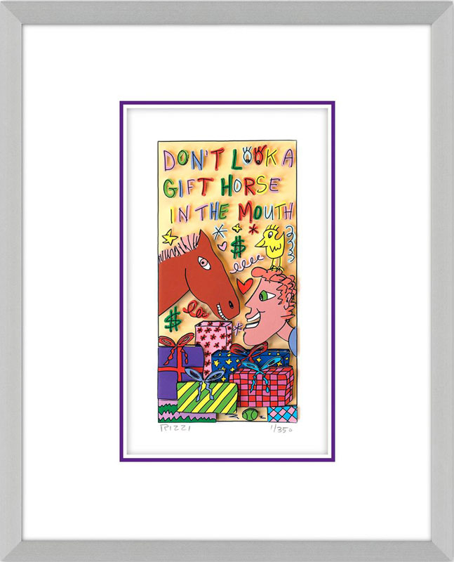 james-rizzi-dont-look-a-gift-horse-in-the-mouth-gerahmt-kunst-3d