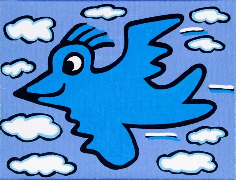 James Rizzi BIRD - BLUE ON BLUE - 2D-Pigmentdruck