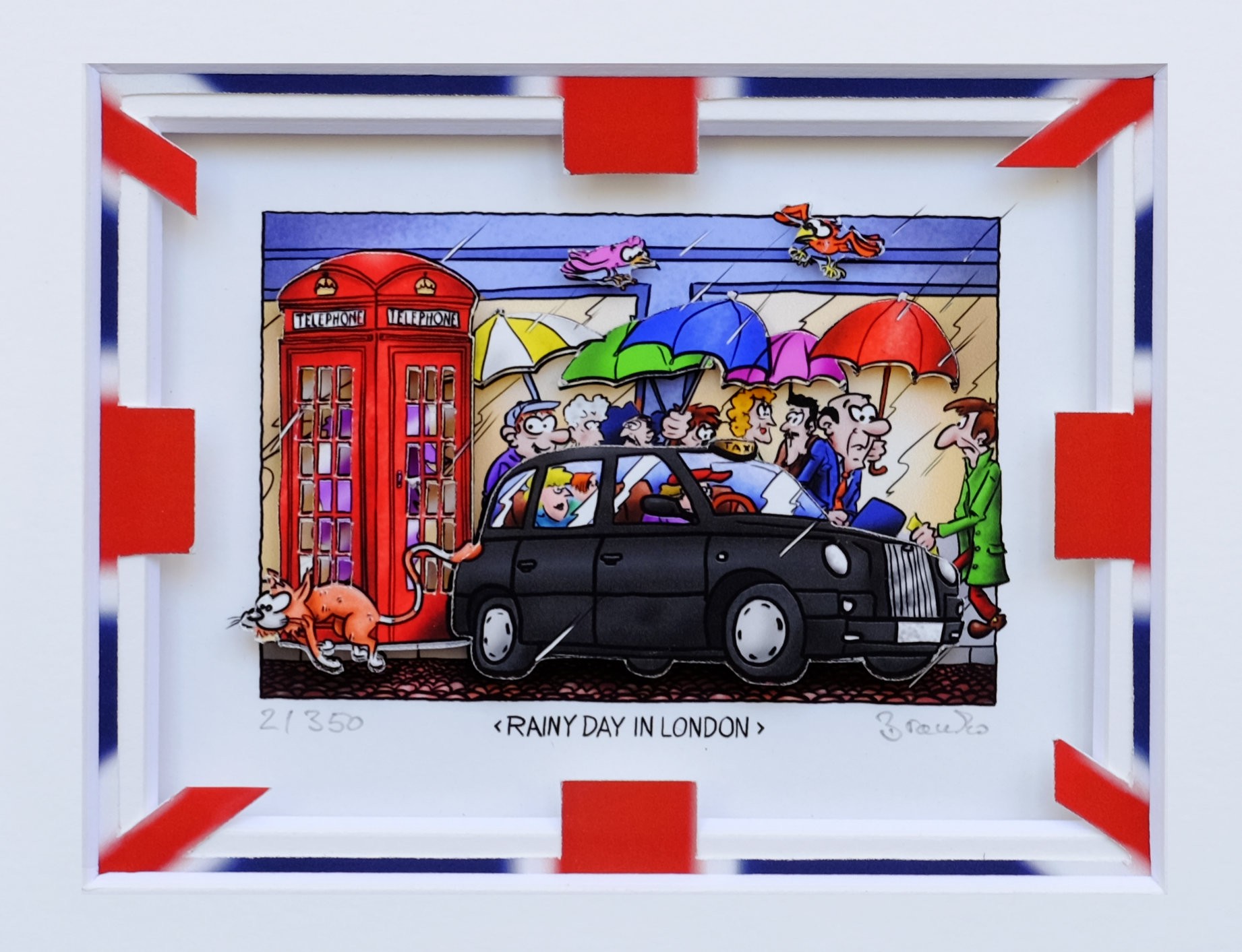 Branko - RAINY DAY IN LONDON - Original 3D Bild handsigniert - ohne Rahmen PP