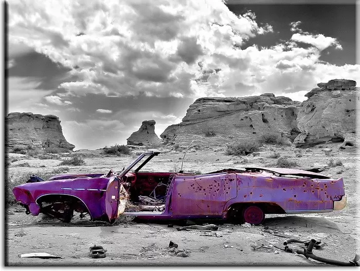 modernes Leinwandbild - Pink Cadillac-20 x 30 cm