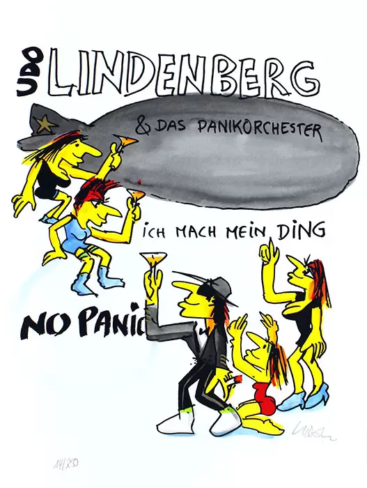  Udo Lindenberg ICH MACH MEIN DING Panikorchester - ZEPPELIN - original Siebdruck, handsigniert 