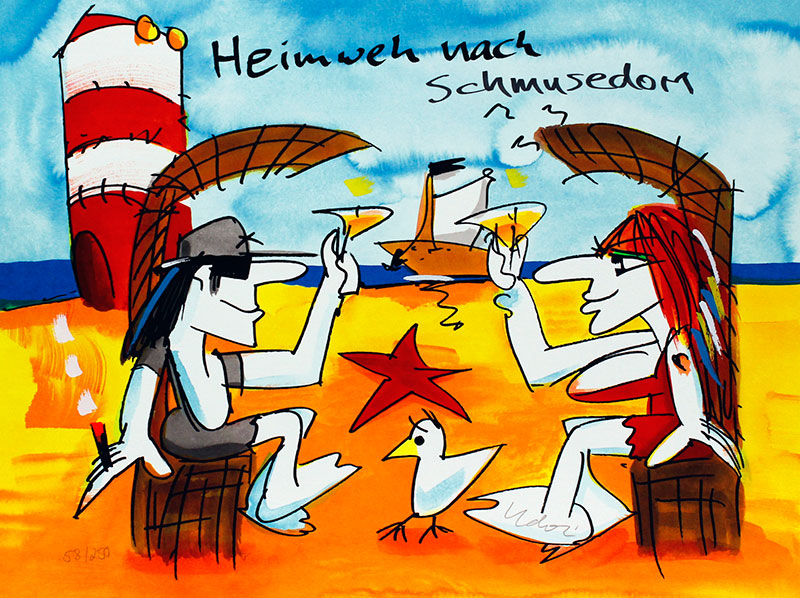 Udo Lindenberg HEIMWEH NACH SCHMUSEDOM - original Grafik handsigniert