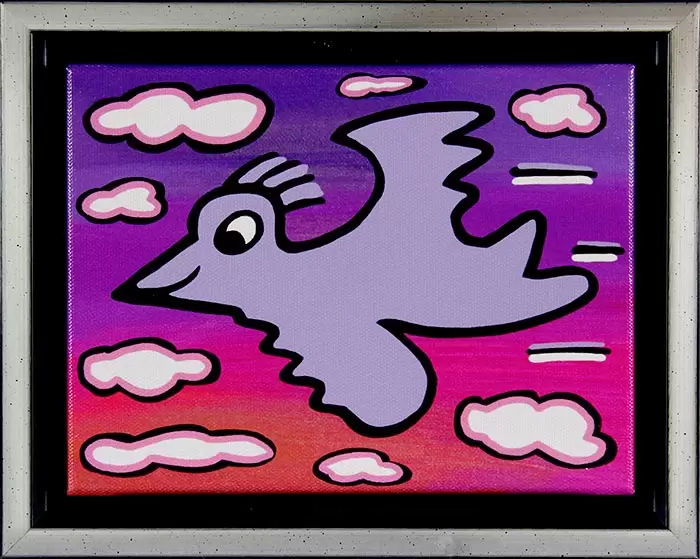 james-rizzi-bird-violet-on-purple-gerahmt-kunst-2d