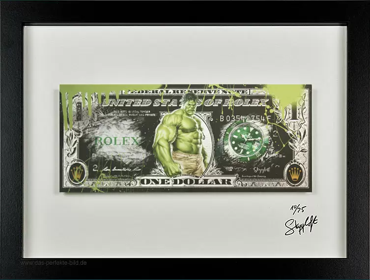 SKYYLOFT - Rolex The Hulk Dollar - Bild mit Museumsglas und Bilderrahmen