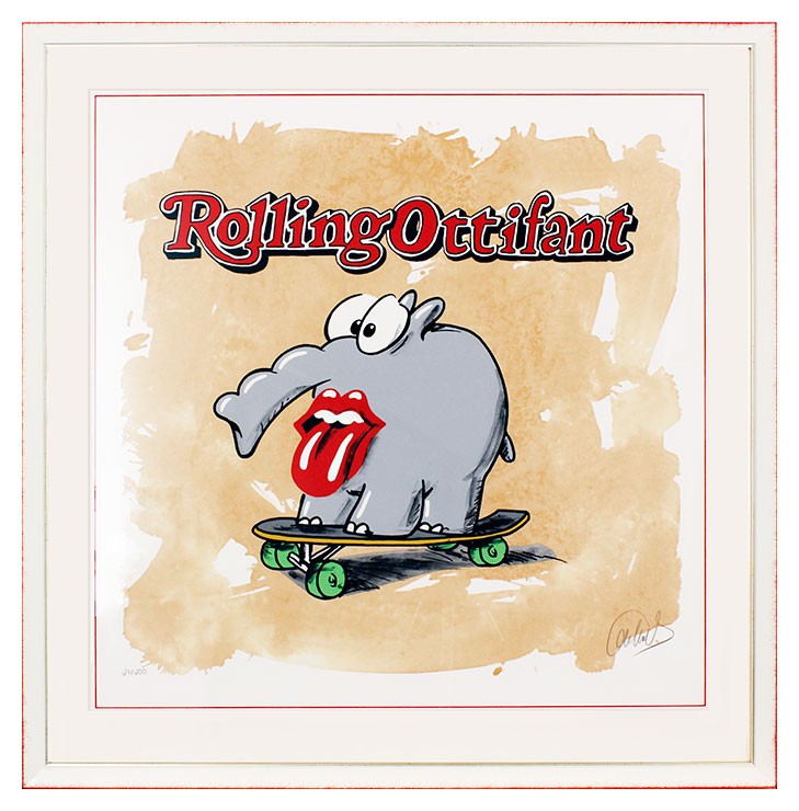 otto-waalkes-rolling-ottifant-gerahmt-kunst-stones