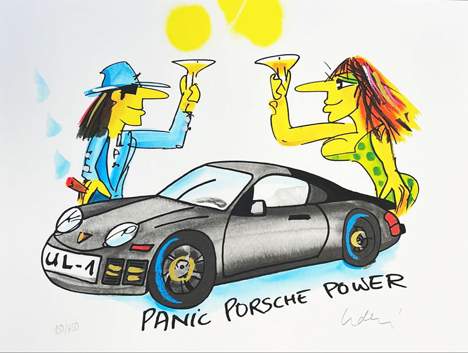 1 Udo Lindenberg PANIC PORSCHE POWER - original Grafik handsigniert