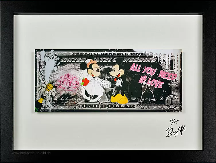 SKYYLOFT - Micky & Minnie - All you need is love - wedding Dollar - gerahmt