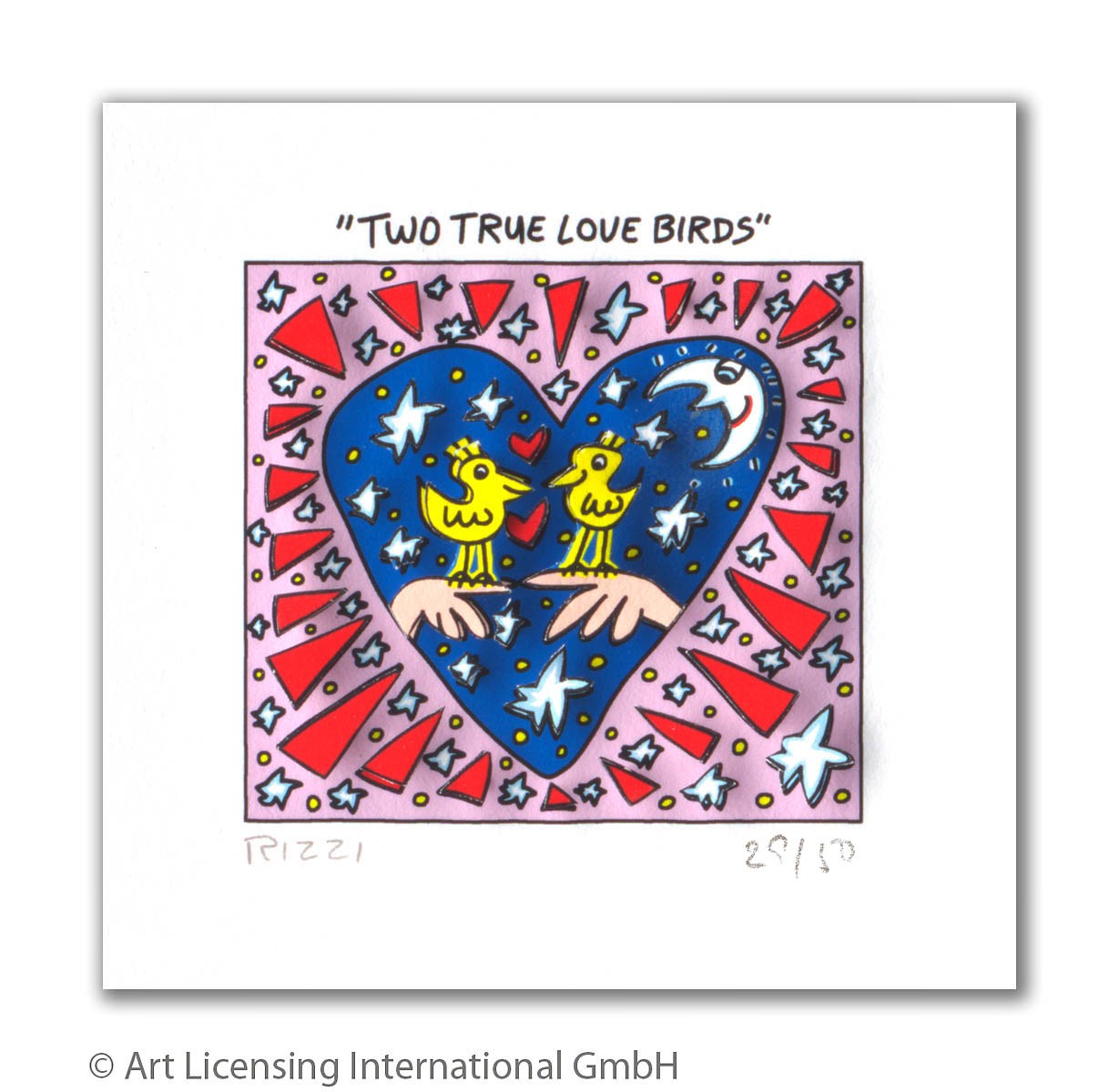 James Rizzi - TWO TRUE LOVE BIRDS - Original 3D Bild drucksigniert - ohne Rahmen PP-Normale Nummer