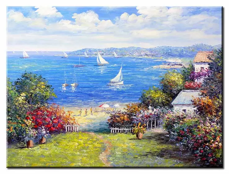 Totti Moreno - Sommerlandschaft mit Blick auf den See-30 x 40 cm