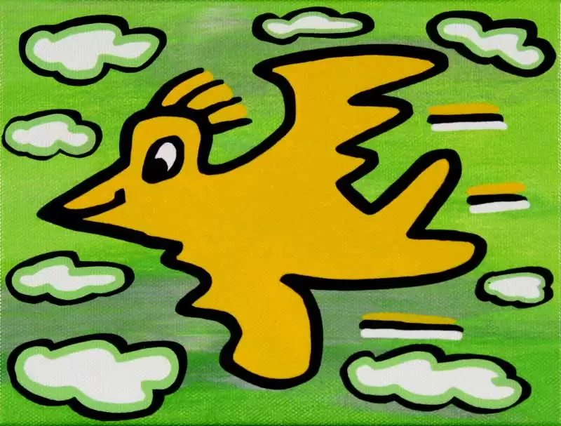 James Rizzi BIRD - YELLOW ON GREEN - 2D-Pigmentdruck