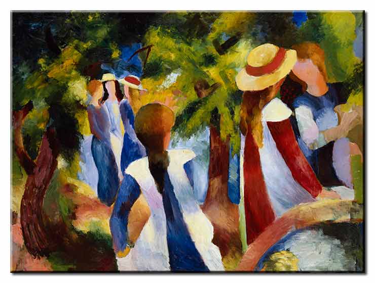 August Macke Bilder - Mädchen unter Bäumen-30 x 40 cm