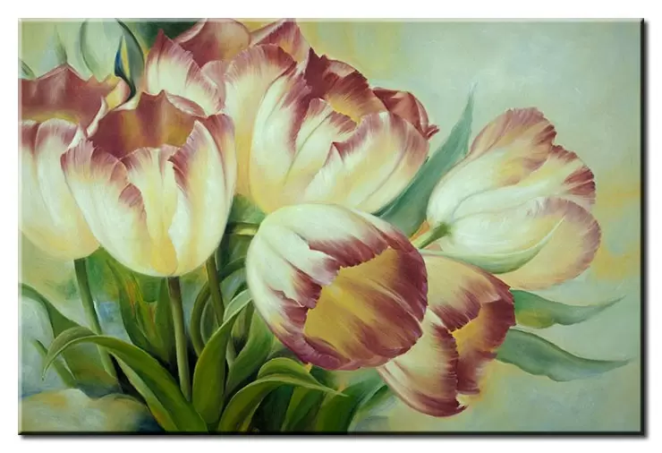 Modernes Leinwandbild - Tulpen mit roten Blütenspitzen-20 x 30 cm