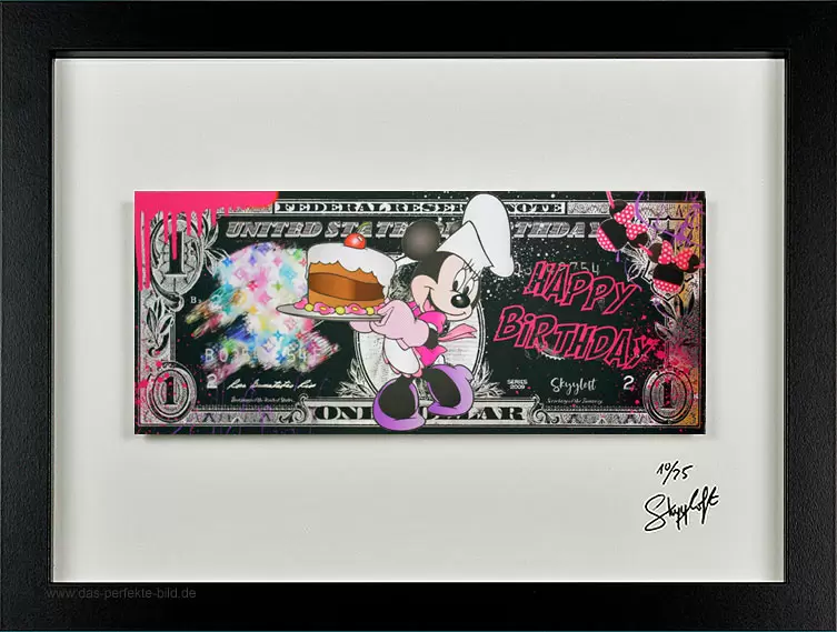 SKYYLOFT - Happy Birthday - Minnie Maus Dollar - gerahmt