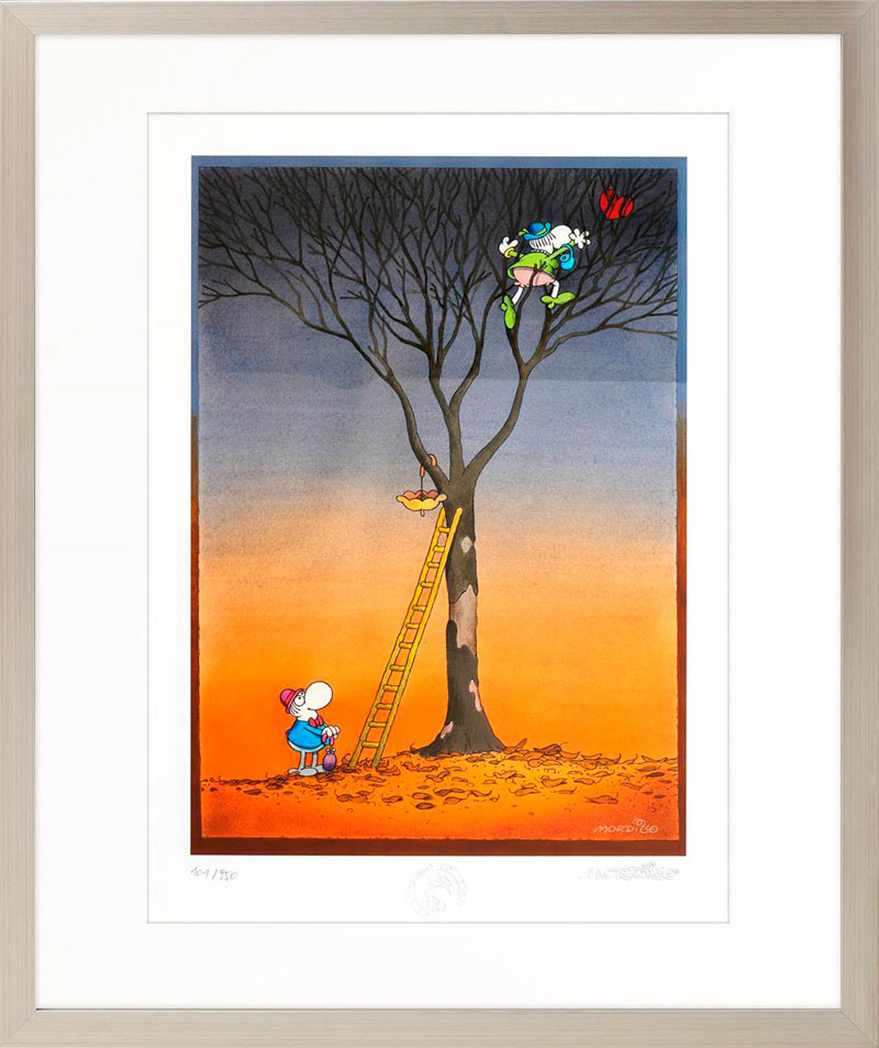 Mordillo, Guillermo - HEART  IN THE TREE - original PIGMENTGRAFIK