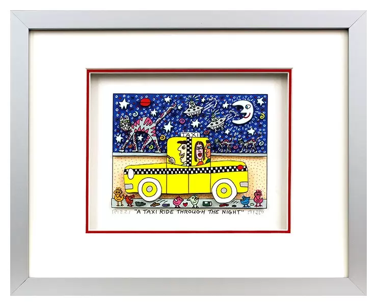 james-rizzi-a-taxi-ride-through-the-night-gerahmt-kunst-3d