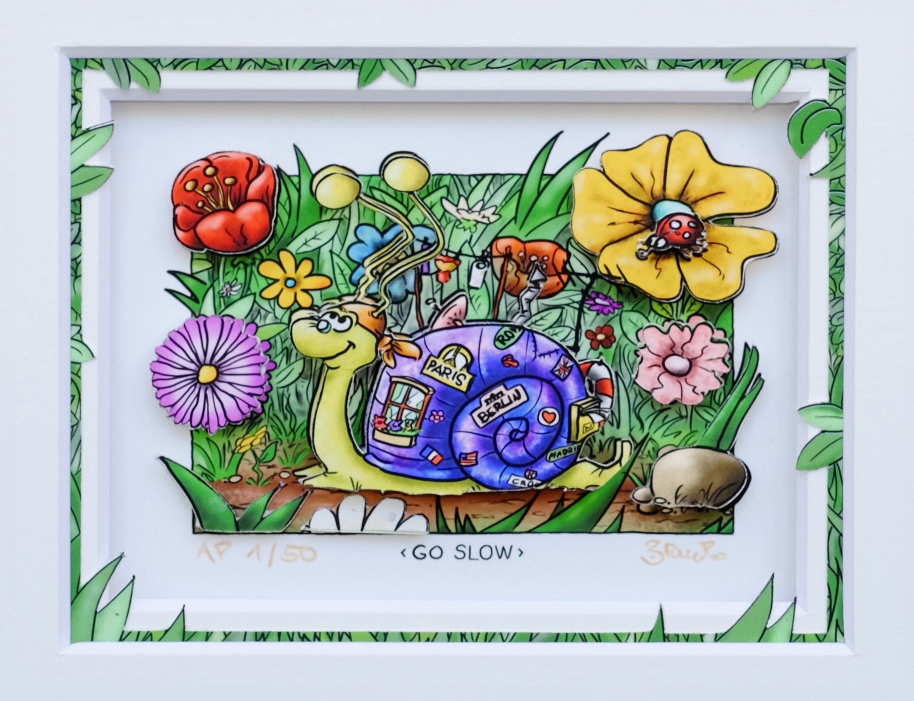 Branko - GO SLOW - Original 3D Bild handsigniert - ohne Rahmen PP
