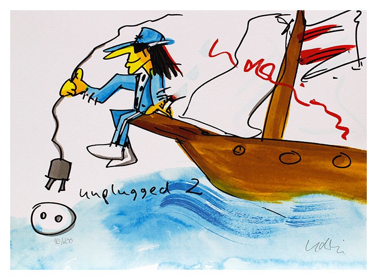 UDO LINDENBERG original handsignierte Autogrammkarte Kunstdruck MTV unplugged 2 