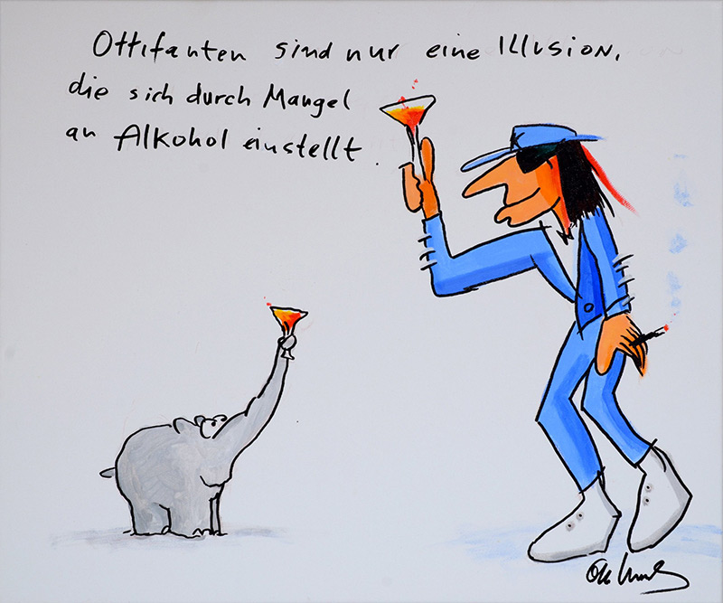 Otto Waalkes - ILLUSION I - UDO LINDENBERG - ORIGINAL PIGMENTGRAFIK AUF LEINWAND