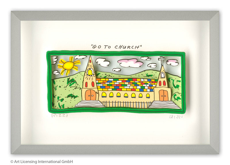 james-rizzi-go-to-church-gerahmt-kunst-3d
