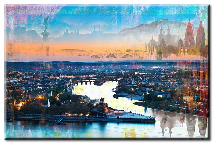 Leinwandbild  Koblenz Abendstimmung von A. Bäcker-30 x 40 cm