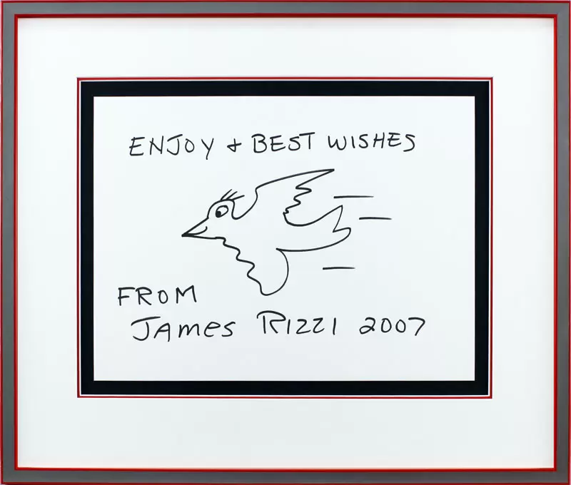 James Rizzi - RIZZI BIRD - original Autogramm mit Zeichnung - UNIKAT