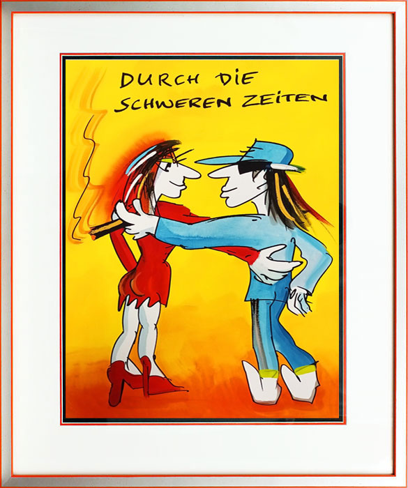 1 Udo Lindenberg - DURCH DIE SCHWEREN ZEITEN - handsigniert,  original Siebdruck