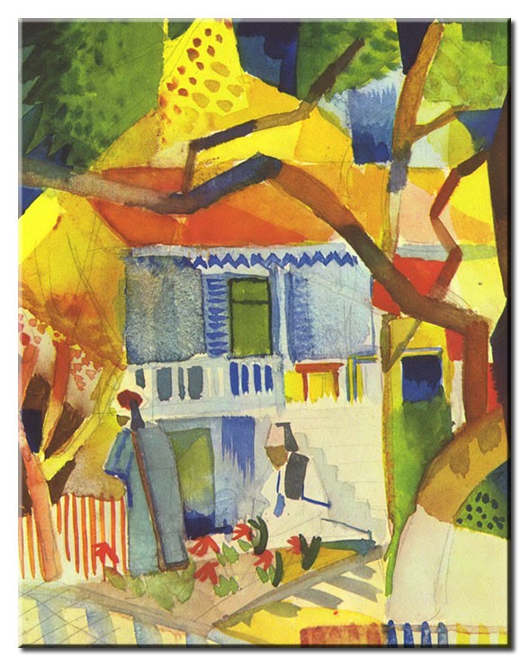 August Macke Bilder - Innenhof des Landhauses in St. Germain-30 x 40 cm