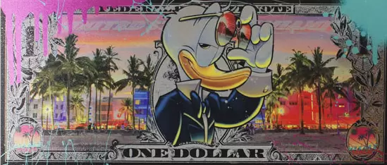 SKYYLOFT -  Miami Dollar - Bild mit Museumsglas und Bilderrahmen 