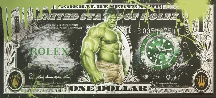 SKYYLOFT - Rolex The Hulk Dollar - Bild mit Museumsglas und Bilderrahmen