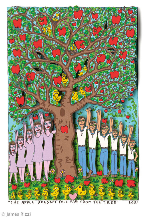 james-rizzi-the-apple-doesnt-fall-far-from-the-tree-ungerahmt-kunst-3d