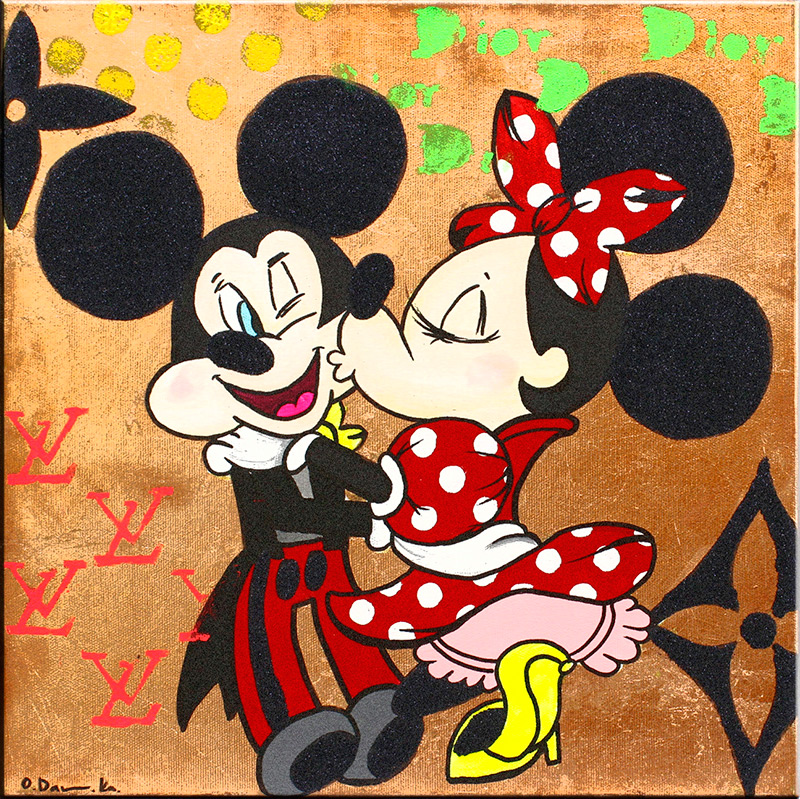 DARIA "ODARKA" HIL - MICKY & MINNIE 40x40 cm Originalgemälde auf Leinwand