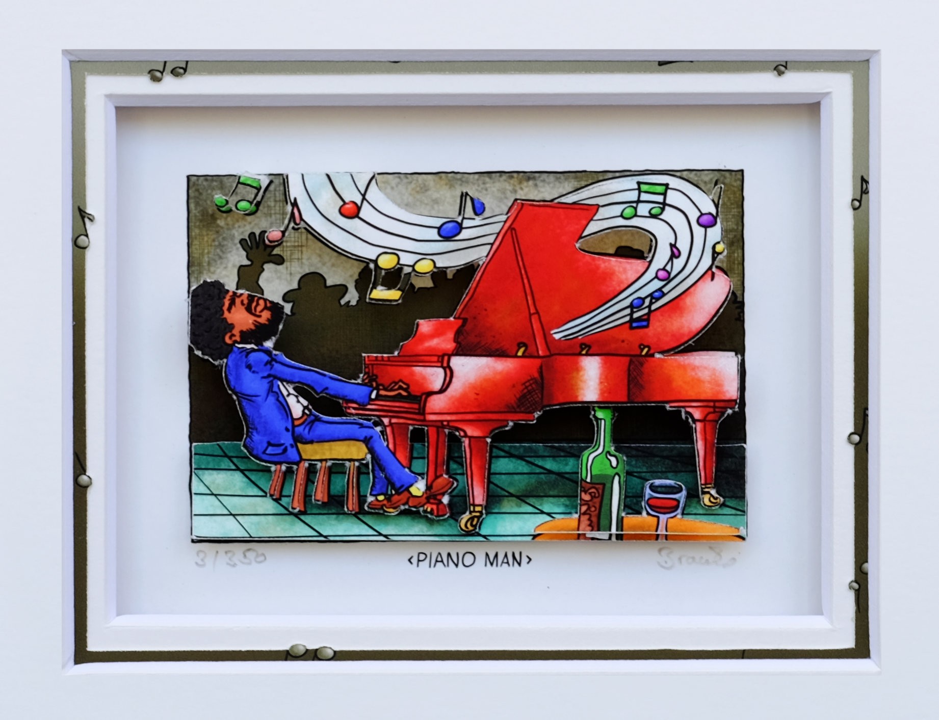 Branko - PIANO MAN - Original 3D Bild handsigniert - ohne Rahmen PP