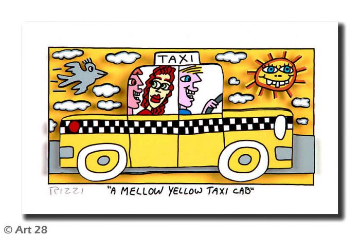 james-rizzi-a-mellow-yellow-taxi-cab-gerahmt-kunst-3d