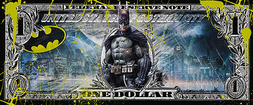 SKYYLOFT - Batman meets Dollar - Bild mit Museumsglas und Bilderrahmen