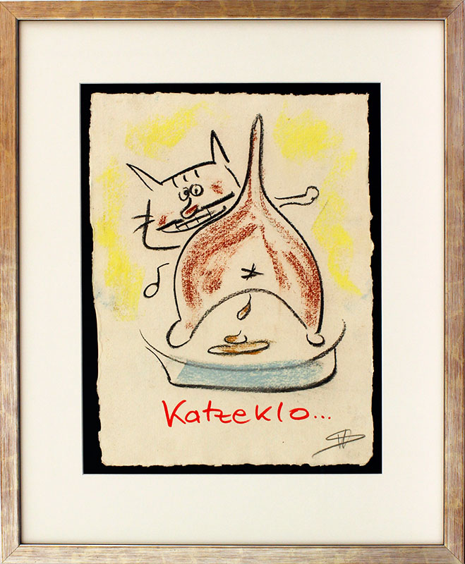 Helge Schneider - KATZENKLO original Kohlezeichnung auf Büttenpapier Helge Schneider - KATZENKLO original Kohlezeichnung auf Büttenpapier