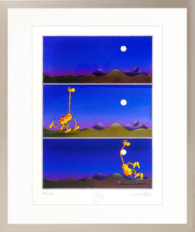 Mordillo, Guillermo - GIRAFFE AND MOON - original PIGMENTGRAFIK