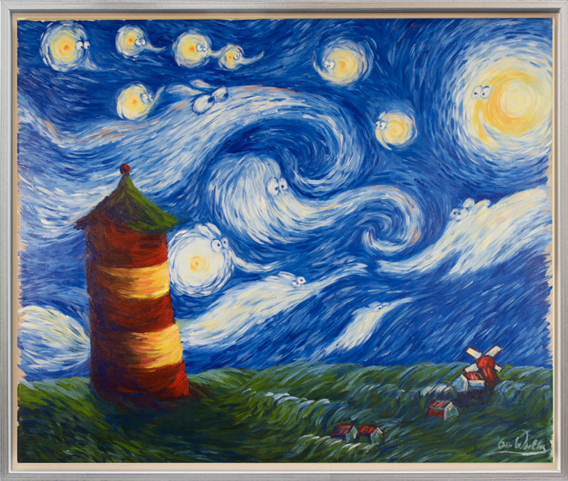 otto-waalkes-sternennacht-gerahmt-van-gogh