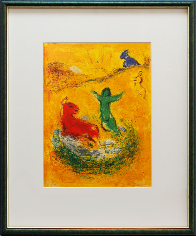 Marc Chagall - DAPHNIS UND CHLOÉ - DIE WOLFSFALLE - Offsetlithographie im Designrahmen