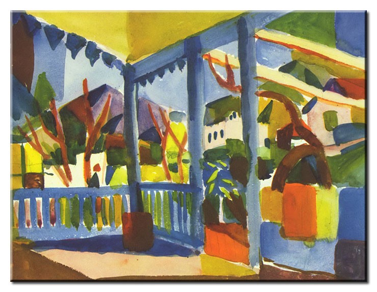 August Macke Bilder - Terrasse des Landhauses in St. Germain-20 x 30 cm