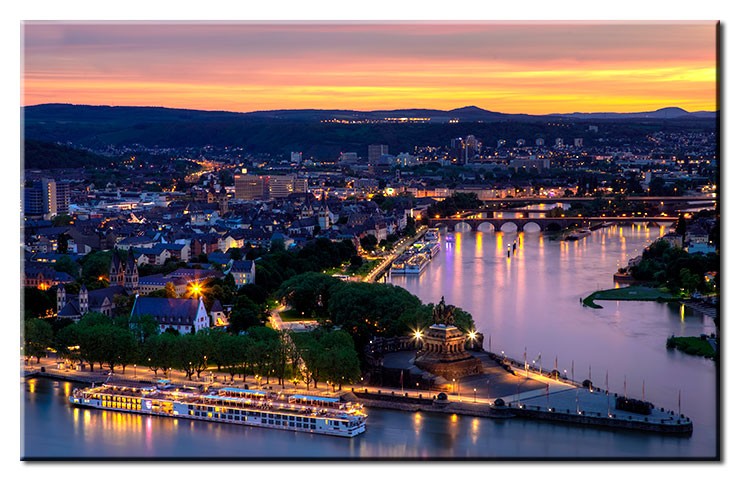 Koblenz At Night - Leinwandbild-20 x 30 cm