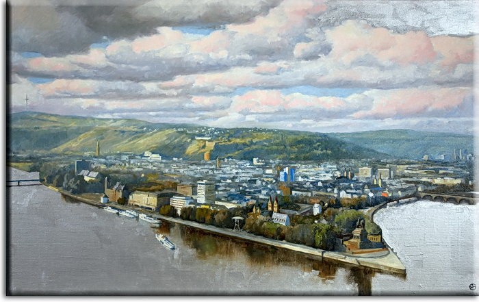 Koblenz Bild - Deutsches Eck Leinwandbild von A. Baecker