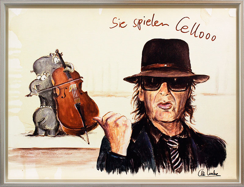 Otto Waalkes - Sie spielen Cellooo - ORIGINAL PIGMENTGRAFIK AUF LEINWAND